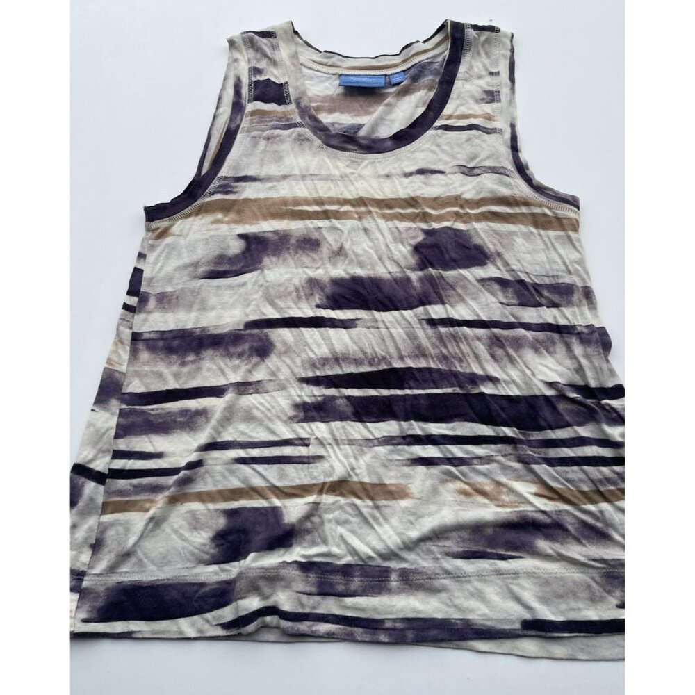 Vintage Simply Vera Vera Wang Tank Top Women's Size Large White Purple Brown